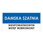 DAMSKA SZATNIA, niebieski - płyta PVC 2 mm 190x90 mm