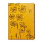 Dzienny kalendarz książkowy 2025 David Vivella z wytłoczeniem A5 - ochra - Kwiaty