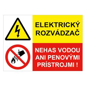 Elektrický rozvádzač-Nehas vodou, kombinácia, samolepka 210x148mm