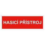 Hasicí přístroj text - bezpečnostní tabulka s dírkami, plast 2 mm 300x75 mm