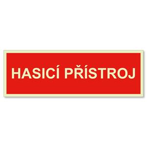 Hasicí přístroj text - fotoluminiscenční tabulka, plast 1 mm 300x75 mm