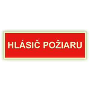 Hlásič požiaru - fotoluminiscenčná tabuľka, samolepka 150x50 mm