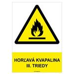 Horľavá kvapalina III. triedy - bezpečnostná tabuľka, plast 2 mm - A4