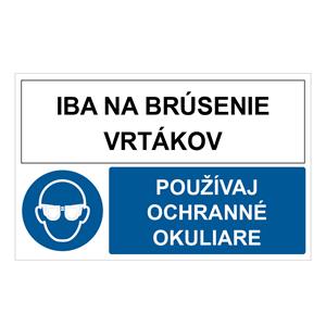 Iba na brúsenie vrtákov-používaj ochranné okuliare, kombinácia,plast 2mm,95x60mm