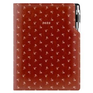 Kalendarz książkowy DESIGN dzienny A4 2025 - brązowy - biały kwiat