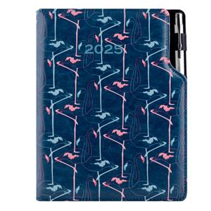 Kalendarz książkowy DESIGN dzienny A5 2025 polski - granatowy - Flamingo