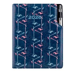 Kalendarz książkowy DESIGN dzienny A5 2026 czeski - granatowy - Flamingo