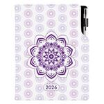 Kalendarz książkowy DESIGN dzienny A5 2026 czeski - Mandala fioletowa