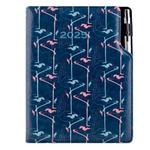 Kalendarz książkowy DESIGN dzienny B6 2025 CZ/SK polski - granatowy - Flamingo