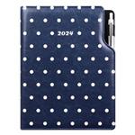Kalendarz książkowy DESIGN tygodniowy A4 2024 - niebieski - groszki