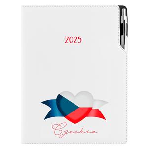 Kalendarz książkowy DESIGN tygodniowy A4 2025 polski - biały - Czeska - flaga