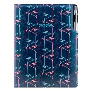 Kalendarz książkowy DESIGN tygodniowy A4 2026 - granatowy - Flamingo