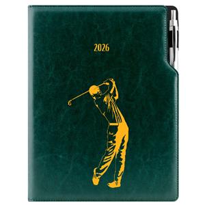 Kalendarz książkowy DESIGN tygodniowy A4 2026 polski - zielony - Golf mężczyźni