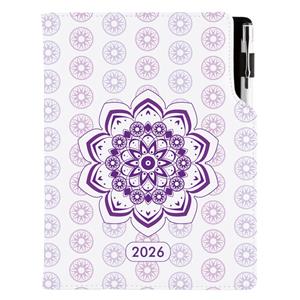 Kalendarz książkowy DESIGN tygodniowy A5 2026 czeski - Mandala fioletowa