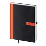Kalendarz książkowy dzienny A5 2025 Bora - czarny/pomarańczowy