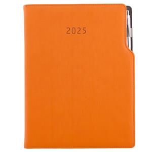 Kalendarz książkowy GEP z długopisem dzienny A4 2025 CZ/SK - pomarańczowy