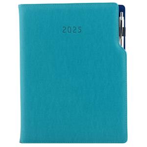 Kalendarz książkowy GEP z długopisem tygodniowy A4 2025 CZ/SK - turkusowy (niebieskie wnętrze)