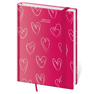 Kalendarz książkowy tygodniowy B6 2026 Vario - Hearts z gumką