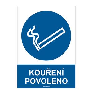 KOUŘENÍ POVOLENO, plast 1 mm, A4