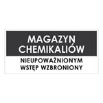 MAGAZYN CHEMIKALIÓW, szary - naklejka 190x90 mm