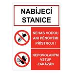 NABÍJECÍ STANICE - NEHAS VODOU - NEPOVOLANÝM VSTUP ZAKÁZÁN, plast 2 mm, A5