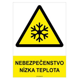 Nebezpečenstvo, nízka teplota - bezpečnostná tabuľka, samolepka A4