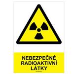 NEBEZPEČNÉ RADIOAKTIVNÍ LÁTKY - bezpečnostní tabulka, samolepka A4