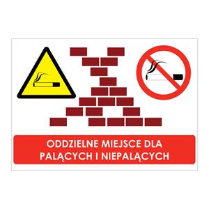 ODDZIELNE MIEJSCE DLA PALĄCYCH I NIEPALĄCYCH, płyta PVC 1 mm, 210x148 mm