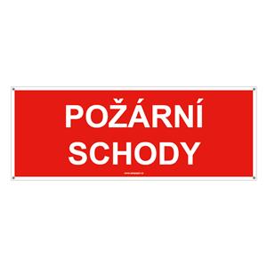 Požární schody - bezpečnostní tabulka s dírkami, plast 2 mm 210x80 mm