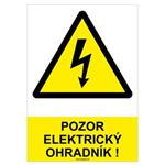 Pozor, elektrický ohradník! - bezpečnostná tabuľka, plast 0,5 mm - A4