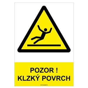 Pozor! Klzký povrch - bezpečnostná tabuľka, samolepka A4