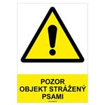 Pozor, objekt strážený psami - bezpečnostná tabuľka, plast 2 mm - A4