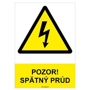 Pozor! Spätný prúd - bezpečnostná tabuľka, plast 2 mm - A4