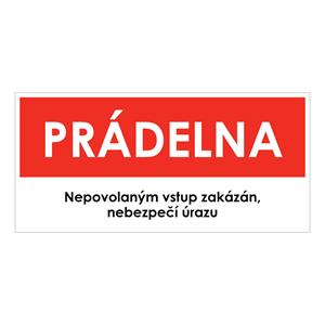 PRÁDELNA, červená, plast 1 mm 190x90 mm