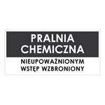 PRALNIA CHEMICZNA, szary - naklejka 190x90 mm