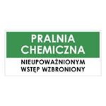 PRALNIA CHEMICZNA, zielony - płyta PVC 1 mm 190x90 mm