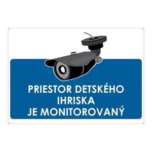 Priestor detského ihriska je monitorovaný, plast 2mm s dierkami-210x148mm