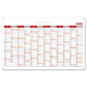 Ścienna mapa planer 2025 CZ z oczkami na zawieszenie - 100 x 63 cm - czerwony