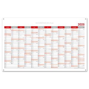 Ścienna mapa planer 2025 SK z oczkami na zawieszenie - 100 x 63 cm - czerwony