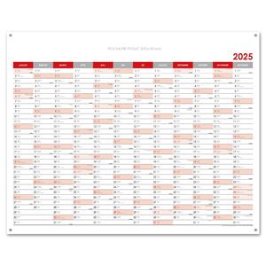 Ścienna mapa planer 2025 SK z oczkami na zawieszenie - 100 x 80 cm - czerwony