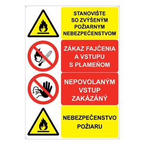 Stanovište so zvýšeným požiarnym nebezpečenstvom (štvorkombinácia),plast 2mm,210x297mm