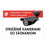 Strážené kamerami so záznamom-súkromný pozemok,plast 2mm,210x148mm