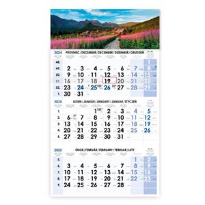 Threemonths Wall Calendar Trio Czech 2025 - blue