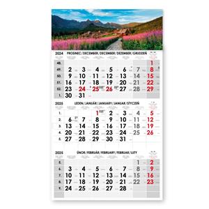 Threemonths Wall Calendar Trio Czech 2025 - grey