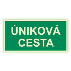 Úniková cesta - fotoluminiscenční tabulka, plast 2 mm 300x150 mm