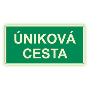 Úniková cesta - fotoluminiscenční tabulka s dírkami, plast 2 mm 400x200 mm