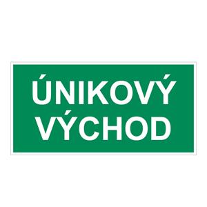 Únikový východ - bezpečnostná tabuľka, plast 1 mm 200x100 mm