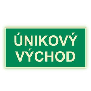 Únikový východ - fotoluminiscenčná tabuľka, plast 1 mm 200x100 mm