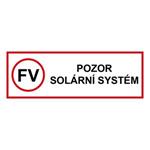 UWAGA - system słoneczny - znak BHP, naklejka 150 x 50 mm