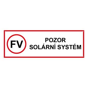 UWAGA - system słoneczny- znak BHP, płyta PVC 2 mm z dziurkami 150 x 50 mm